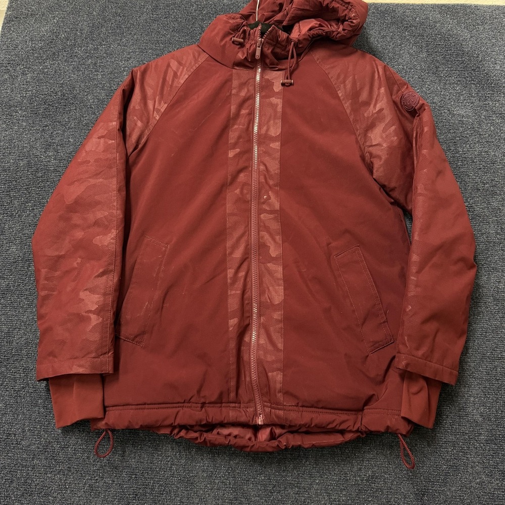 GapFit Jacket Womens XS‎ Red Camo Hooded Windbreaker Water Resistant Full Zip
